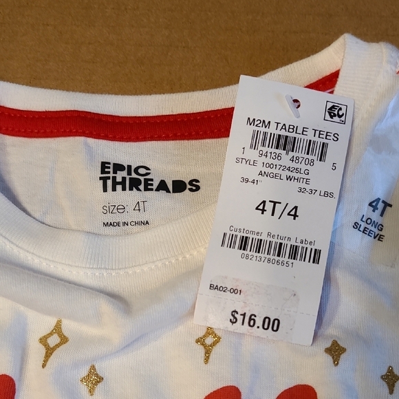 Epic Threads Girls White Sparkle and Shine Long Sleeve Shirt NWT Size 4T - Picture 3 of 9